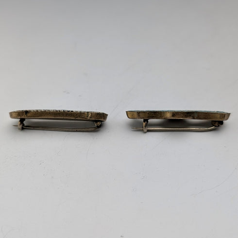 ヴィンテージ マイクロモザイク ブローチペア フローラル装飾