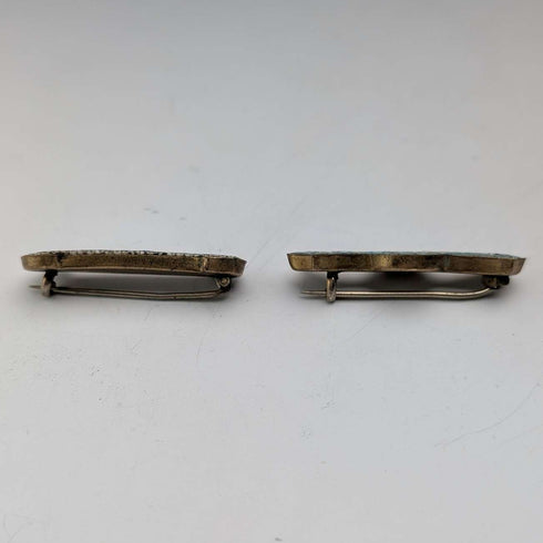 Pair of vintage micro-mosaic brooches with floral embellishment