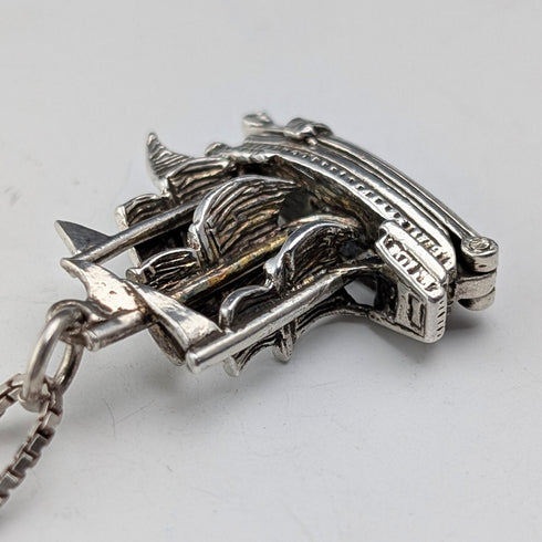 ヴィンテージ 帆船型ペンダント 純銀ネックレス付き