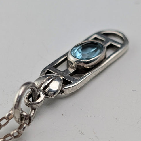 ヴィンテージ 純銀&ブルーストーンペンダント 純銀ネックレス付き