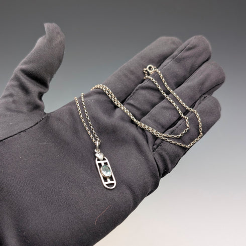 ヴィンテージ 純銀&ブルーストーンペンダント 純銀ネックレス付き