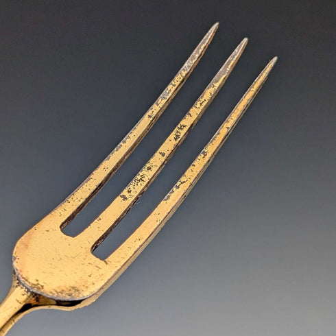 德國古董 800 銀柄鍍金刀片茶餐具 6 對
