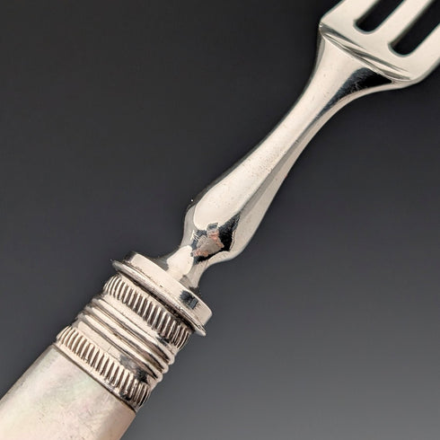Late 19th Century British Antique Mother of Pearl Handle Tea Cutlery 5.5 Pair Christopher Johnson