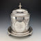 Antique British silver plated biscuit barrel with bird decoration