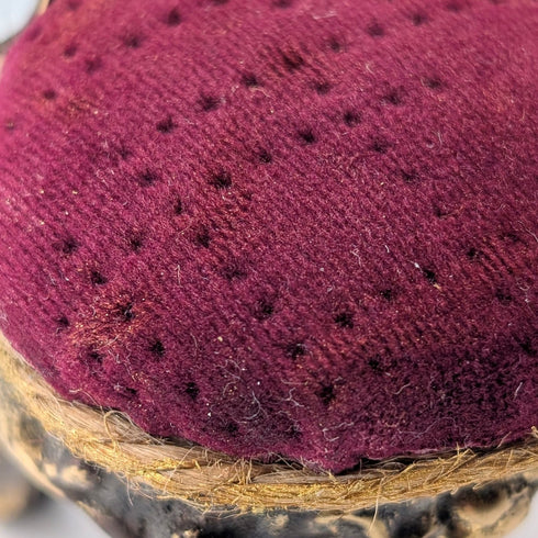 1920年代古董黃銅椅子懷錶架,搭配波爾多絲絨座椅