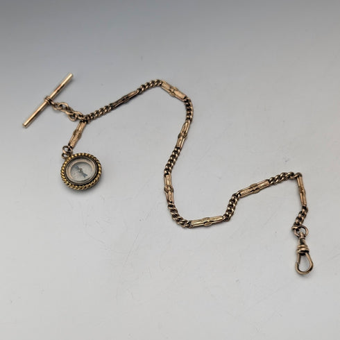 古董金花式鍊式艾伯特鏈指南針錶鍊