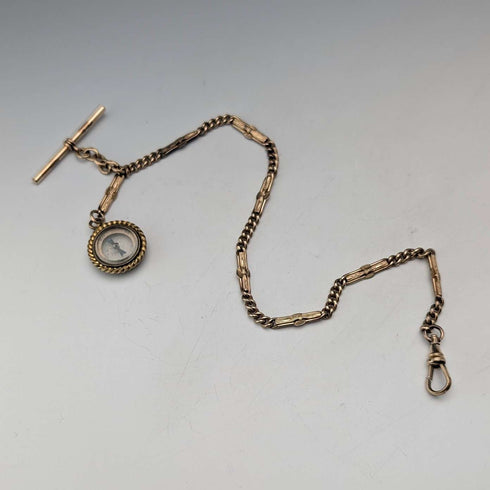 Antique Rold Gold Fancy Link Albert Chain Compass Fob