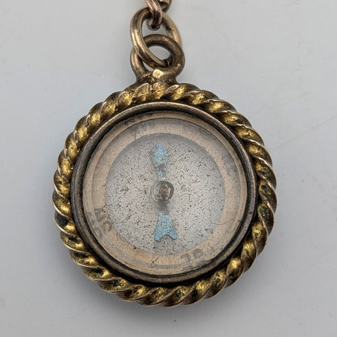 古董金花式鍊式艾伯特鏈指南針錶鍊