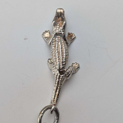 Antique Nickel Silver Albert Chain Crocodile Fob