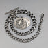 Circa 1900 British antique sterling silver Albert chain 48g silver coin fob