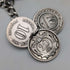 Circa 1900 British antique sterling silver Albert chain 48g silver coin fob