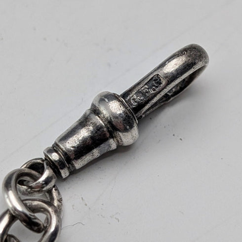 Circa 1900 British antique sterling silver Albert chain 48g silver coin fob