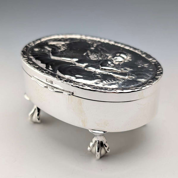 1903 British antique sterling silver jewelry box 111g George Nathan&Ridley Hayes
