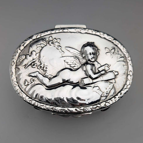 1903 British antique sterling silver jewelry box 111g George Nathan&Ridley Hayes