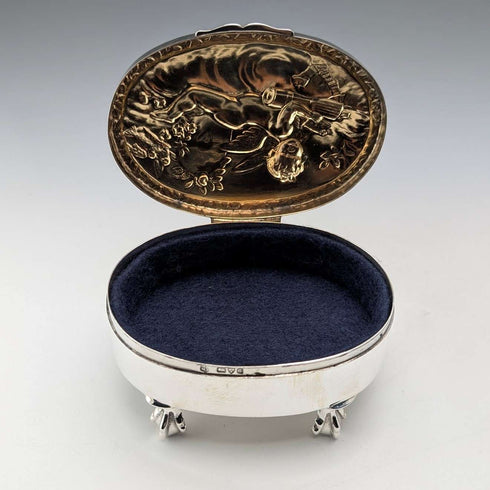 1903 British antique sterling silver jewelry box 111g George Nathan&Ridley Hayes