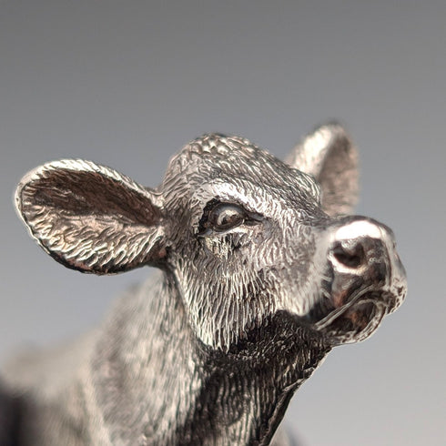 英国 純銀製 仔牛ミニチュア フィギュリン 140g J B Plating Co