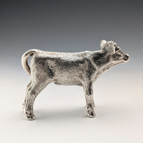 英国 純銀製 仔牛ミニチュア フィギュリン 140g J B Plating Co