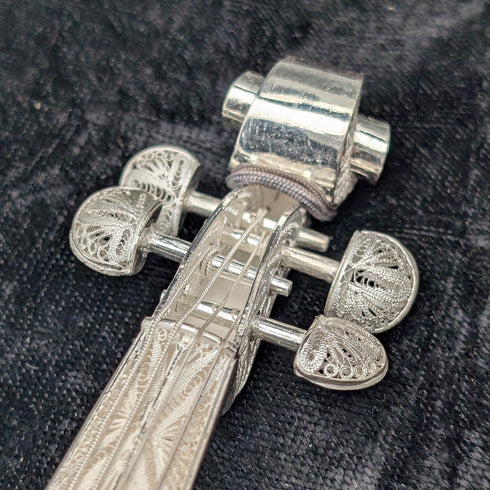 ヴィンテージ 純銀フィリグリー製 バイオリンミニチュア ケース入