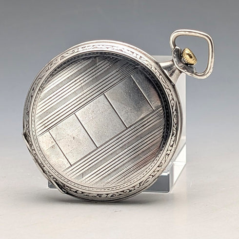 古董瑞士 CORGEMONT 懷錶,裝飾藝術風格,銀色側面開面,運作良好