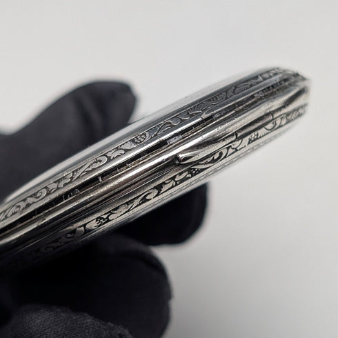 古董瑞士 CORGEMONT 懷錶,裝飾藝術風格,銀色側面開面,運作良好