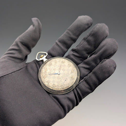 古董瑞士 CORGEMONT 懷錶,裝飾藝術風格,銀色側面開面,運作良好