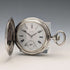 Circa 1908 Antique Longines Pocket Watch with Scroll Engraving, Silver Side Hunter Case, Good Working Condition