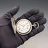 Circa 1908 Antique Longines Pocket Watch with Scroll Engraving, Silver Side Hunter Case, Good Working Condition
