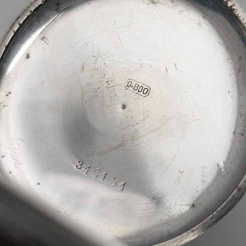 アンティーク スイス製 無銘 懐中時計 銀側ニエロ装飾 薄型ハンターケース 動作良好