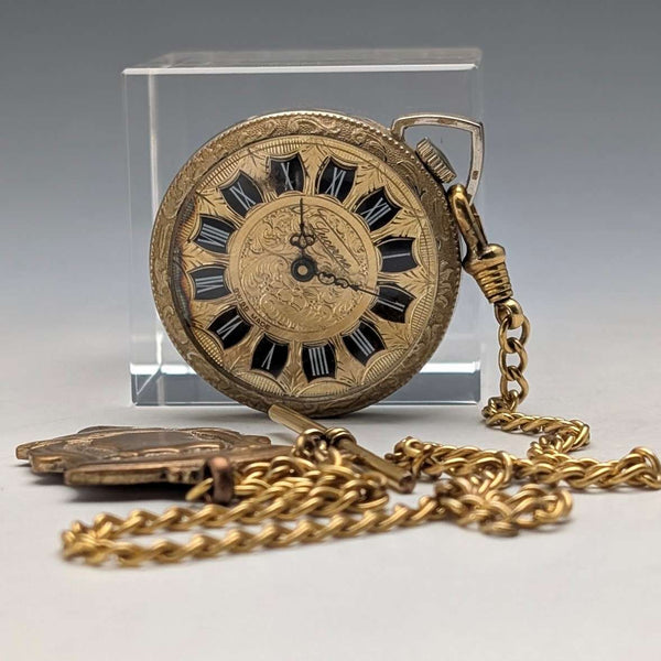 Vintage Swiss BASIS small fob watch, pocket watch, with chain, in good working order