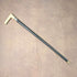 Circa 1900 British antique black shaft L-shaped antler handle walking stick 75cm
