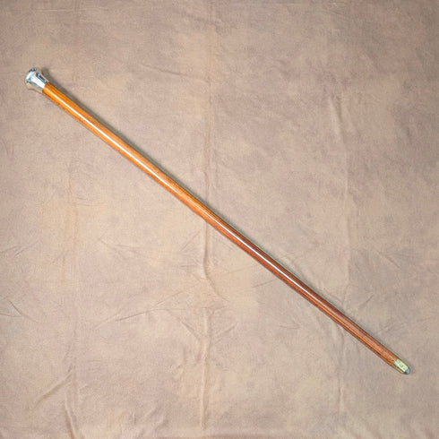 1924 年英國古董棕褐色桿純銀圓柄手杖 89 厘米