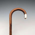 1920s British antique brown shaft, curved handle, sterling silver decoration, walking stick, 89cm