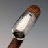 1920s British antique brown shaft, curved handle, sterling silver decoration, walking stick, 89cm