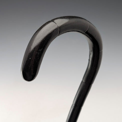 1920年代 英国アンティーク ブラックシャフト 曲がりハンドル 純銀装飾 ステッキ 杖 91cm