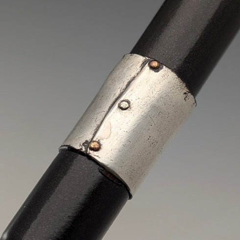 1920年代 英国アンティーク ブラックシャフト 曲がりハンドル 純銀装飾 ステッキ 杖 91cm