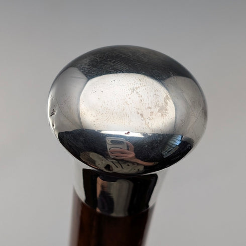 1924 年英國古董棕褐色桿純銀圓柄手杖 89 厘米