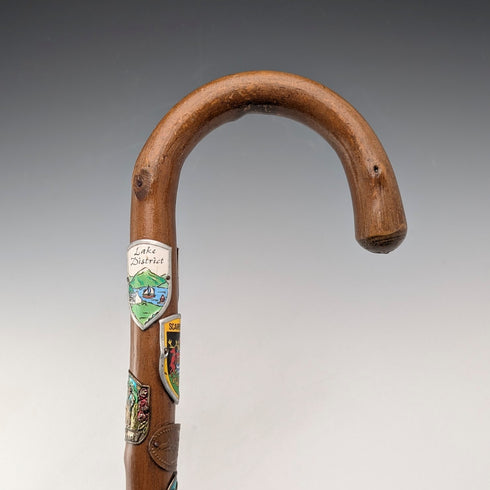 英國復古歐洲之旅彎柄旅遊手杖棕褐色桿 88 厘米