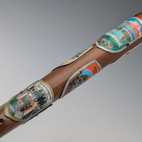 英國復古歐洲之旅彎柄旅遊手杖棕褐色桿 88 厘米