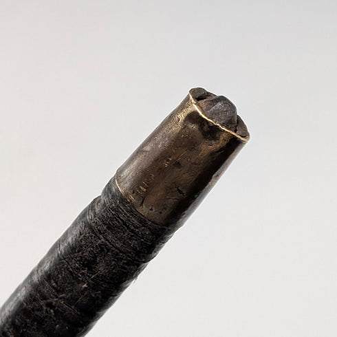 古董英國骨飾彎柄皮革包覆鐵軸手杖 89 厘米