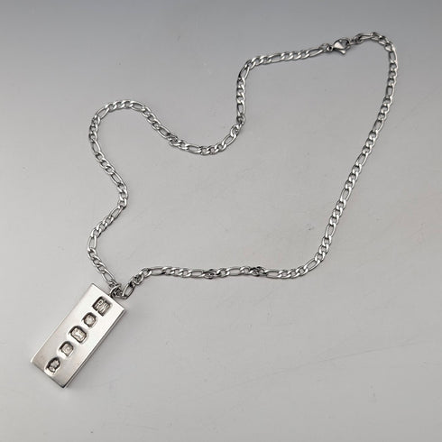 1977年 英国 純銀製 ジュビリーインゴットペンダント31g ネックレス付 Ralph Weston