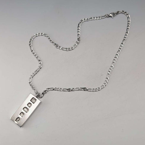 1977 British sterling silver jubilee ingot pendant 31g with necklace Ralph Weston