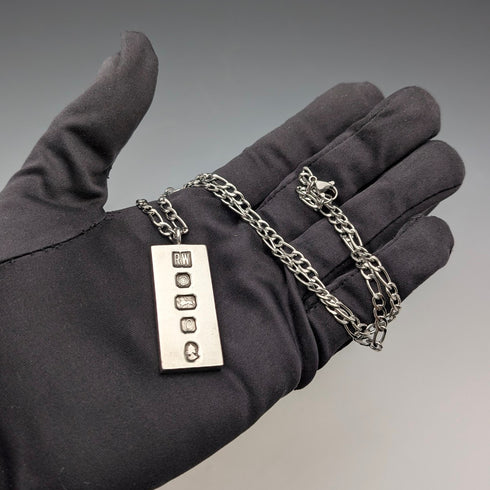 1977年 英国 純銀製 ジュビリーインゴットペンダント31g ネックレス付 Ralph Weston