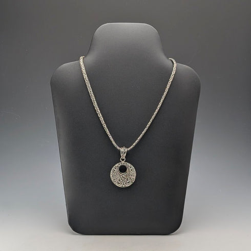 ヴィンテージ 純銀ペンダント& 純銀ビザンチンチェーンネックレス 計47g SUARTI