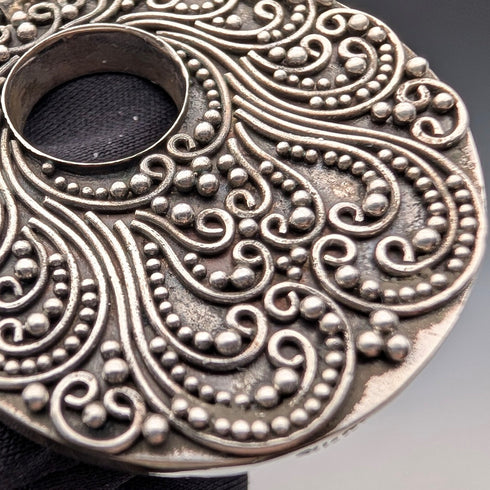 ヴィンテージ 純銀ペンダント& 純銀ビザンチンチェーンネックレス 計47g SUARTI