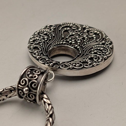 ヴィンテージ 純銀ペンダント& 純銀ビザンチンチェーンネックレス 計47g SUARTI