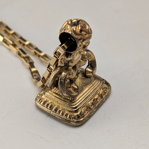 アンティーク ロールドゴールド製 シーリングペンダント ネックレス付