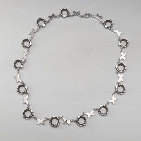 Vintage sterling silver turquoise glass and marcasite necklace 23g