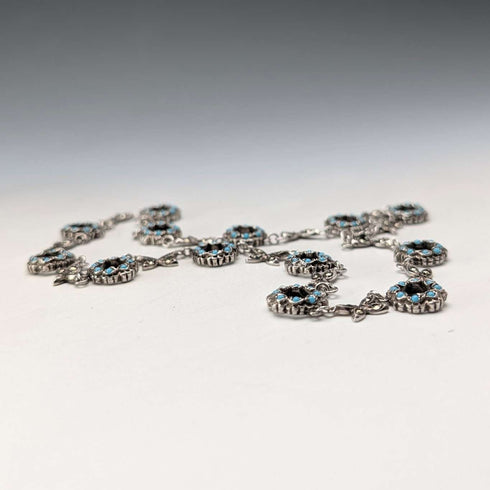Vintage sterling silver turquoise glass and marcasite necklace 23g