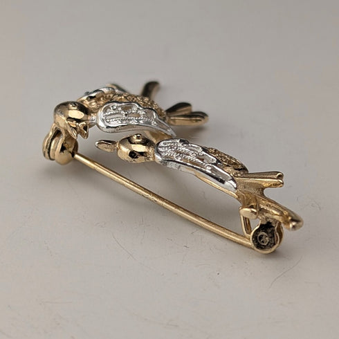 ヴィンテージ ヴェルメイユ純銀製 小鳥 ラブバードブローチ