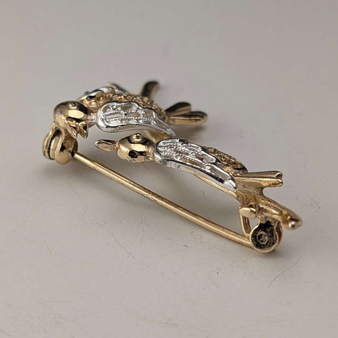 Vintage Vermeil Sterling Silver Lovebird Brooch